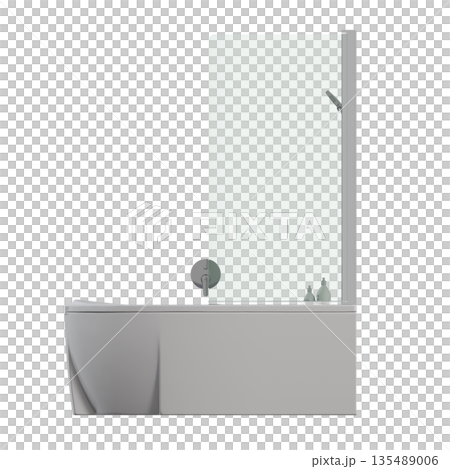 bathtub isolated on a white background, 3D illustration, and a CG render 135489006