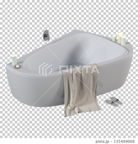bathtub isolated on a white background, 3D illustration, and a CG render 135489008