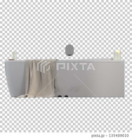 bathtub isolated on a white background, 3D illustration, and a CG render 135489010