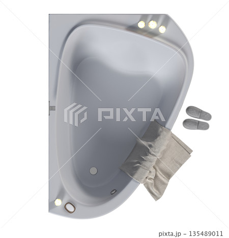 bathtub isolated on a white background, 3D illustration, and a CG render 135489011