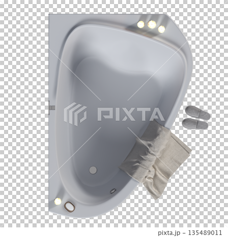 bathtub isolated on a white background, 3D illustration, and a CG render 135489011