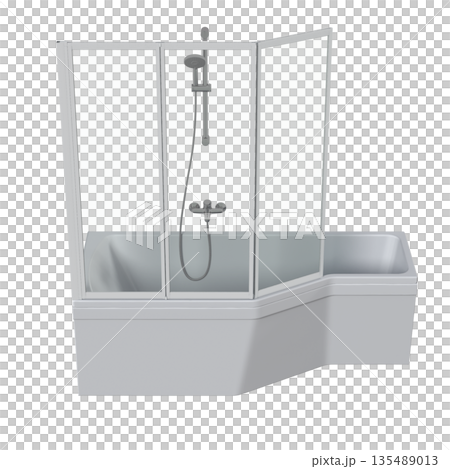 bathtub isolated on a white background, 3D illustration, and a CG render bathtub isolated on a white background, 3D illustration, and a CG render 135489013