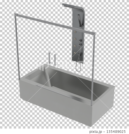 bathtub isolated on a white background, 3D illustration, and a CG render 135489025
