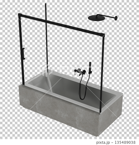 bathtub isolated on a white background, 3D illustration, and a CG render bathtub isolated on a white background, 3D illustration, and a CG render 135489038