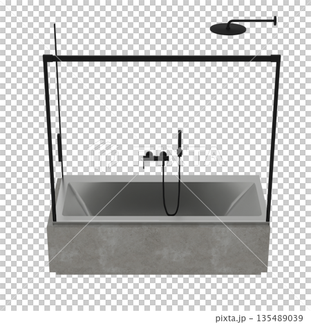 bathtub isolated on a white background, 3D illustration, and a CG render 135489039