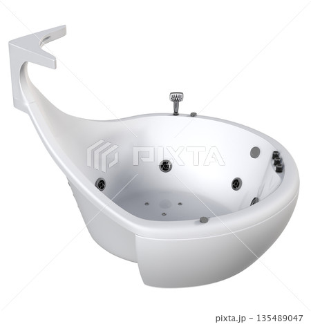 bathtub isolated on a white background, 3D illustration, and a CG render bathtub isolated on a white background, 3D illustration, and a CG render 135489047