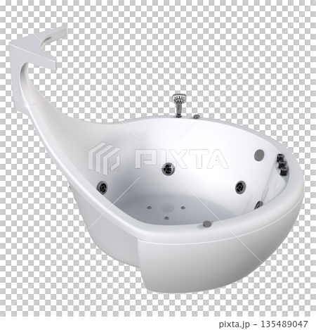 bathtub isolated on a white background, 3D illustration, and a CG render 135489047