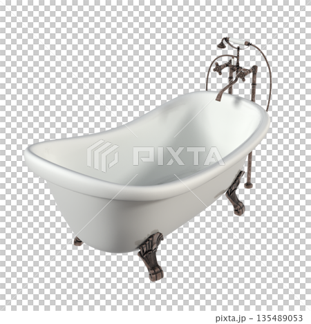 bathtub isolated on a white background, 3D illustration, and a CG render bathtub isolated on a white background, 3D illustration, and a CG render 135489053
