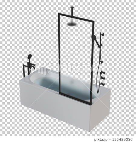 bathtub isolated on a white background, 3D illustration, and a CG render 135489056