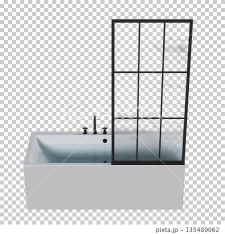 bathtub isolated on a white background, 3D illustration, and a CG render bathtub isolated on a white background, 3D illustration, and a CG render 135489062