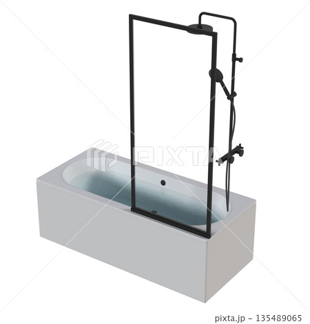bathtub isolated on a white background, 3D illustration, and a CG render 135489065