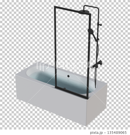 bathtub isolated on a white background, 3D illustration, and a CG render bathtub isolated on a white background, 3D illustration, and a CG render 135489065