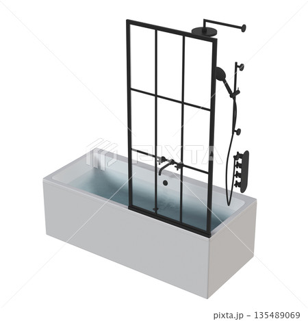 bathtub isolated on a white background, 3D illustration, and a CG render bathtub isolated on a white background, 3D illustration, and a CG render 135489069
