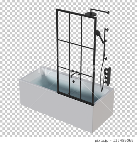 bathtub isolated on a white background, 3D illustration, and a CG render 135489069