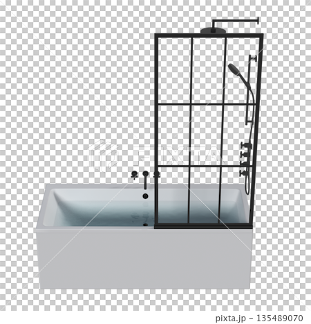 bathtub isolated on a white background, 3D illustration, and a CG render bathtub isolated on a white background, 3D illustration, and a CG render 135489070