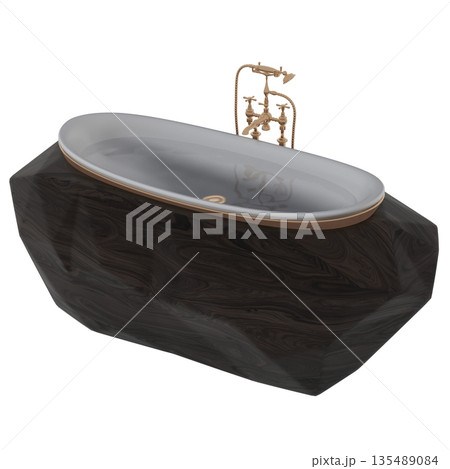 bathtub isolated on a white background, 3D illustration, and a CG render bathtub isolated on a white background, 3D illustration, and a CG render 135489084