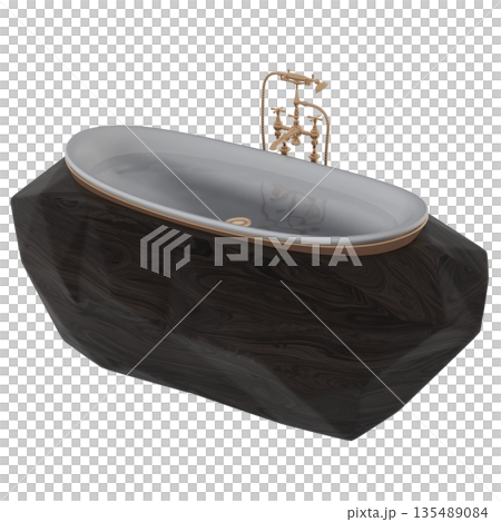 bathtub isolated on a white background, 3D illustration, and a CG render bathtub isolated on a white background, 3D illustration, and a CG render 135489084