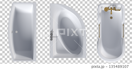 bathtub isolated on a white background, 3D illustration, and a CG render bathtub isolated on a white background, 3D illustration, and a CG render 135489107