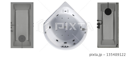 bathtub isolated on a white background, 3D illustration, and a CG render bathtub isolated on a white background, 3D illustration, and a CG render 135489122