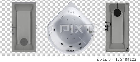 bathtub isolated on a white background, 3D illustration, and a CG render bathtub isolated on a white background, 3D illustration, and a CG render 135489122