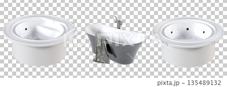 bathtub isolated on a white background, 3D illustration, and a CG render 135489132