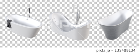 bathtub isolated on a white background, 3D illustration, and a CG render 135489134