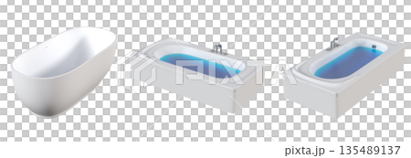 bathtub isolated on a white background, 3D illustration, and a CG render bathtub isolated on a white background, 3D illustration, and a CG render 135489137