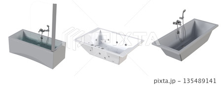 bathtub isolated on a white background, 3D illustration, and a CG render 135489141