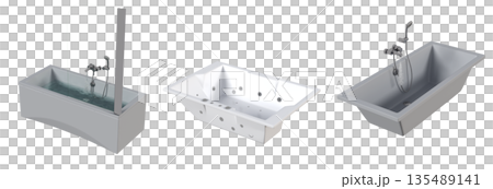 bathtub isolated on a white background, 3D illustration, and a CG render bathtub isolated on a white background, 3D illustration, and a CG render 135489141