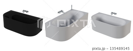bathtub isolated on a white background, 3D illustration, and a CG render 135489145