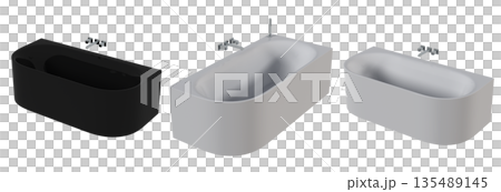 bathtub isolated on a white background, 3D illustration, and a CG render 135489145