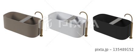 bathtub isolated on a white background, 3D illustration, and a CG render 135489152