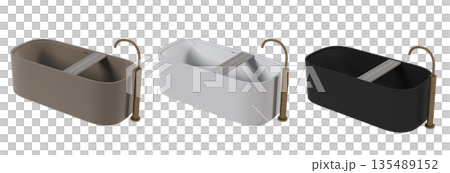 bathtub isolated on a white background, 3D illustration, and a CG render 135489152