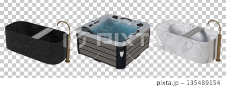 bathtub isolated on a white background, 3D illustration, and a CG render bathtub isolated on a white background, 3D illustration, and a CG render 135489154