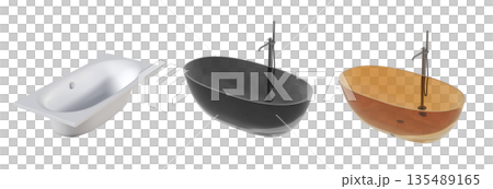 bathtub isolated on a white background, 3D illustration, and a CG render 135489165