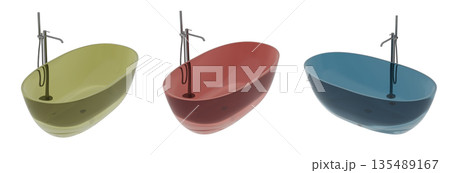 bathtub isolated on a white background, 3D illustration, and a CG render bathtub isolated on a white background, 3D illustration, and a CG render 135489167