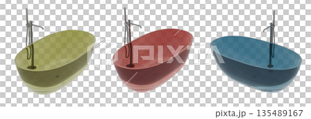 bathtub isolated on a white background, 3D illustration, and a CG render bathtub isolated on a white background, 3D illustration, and a CG render 135489167