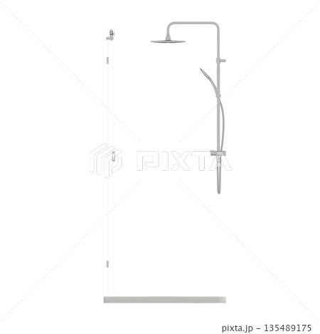 shower cabin isolated on transparent background, 3D illustration, cg render 135489175