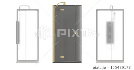shower cabin isolated on transparent background, 3D illustration, cg render shower cabin isolated on transparent background, 3D illustration, cg render 135489178