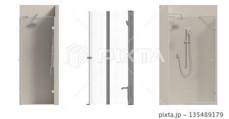 shower cabin isolated on transparent background, 3D illustration, cg render 135489179