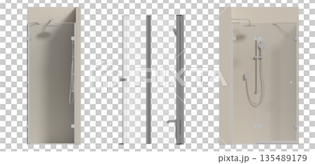 shower cabin isolated on transparent background, 3D illustration, cg render 135489179