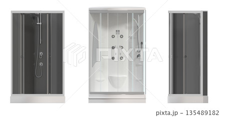 shower cabin isolated on transparent background, 3D illustration, cg render shower cabin isolated on transparent background, 3D illustration, cg render 135489182