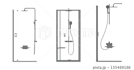 shower cabin isolated on transparent background, 3D illustration, cg render 135489186