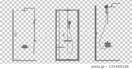 shower cabin isolated on transparent background, 3D illustration, cg render shower cabin isolated on transparent background, 3D illustration, cg render 135489186