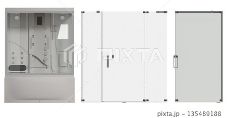 shower cabin isolated on transparent background, 3D illustration, cg render 135489188