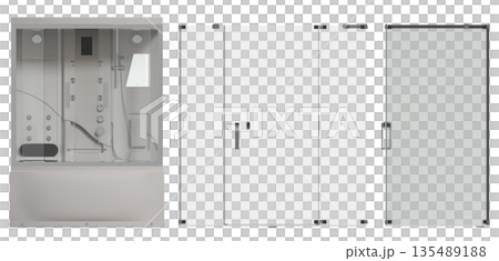 shower cabin isolated on transparent background, 3D illustration, cg render 135489188