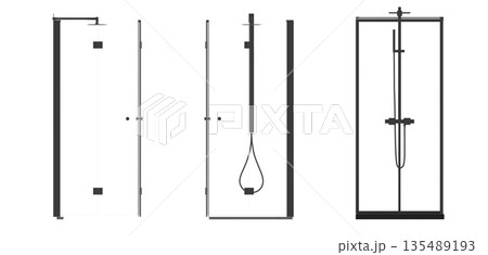 shower cabin isolated on transparent background, 3D illustration, cg render 135489193