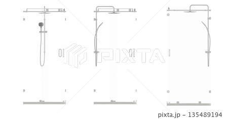shower cabin isolated on transparent background, 3D illustration, cg render 135489194