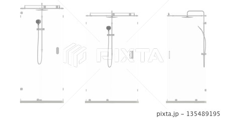 shower cabin isolated on transparent background, 3D illustration, cg render 135489195