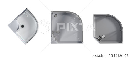 shower cabin isolated on transparent background, 3D illustration, cg render 135489198
